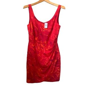ANN TAYLOR Women’s Orange Red Print Sleeveless Tank Top Lined Sheath Dress